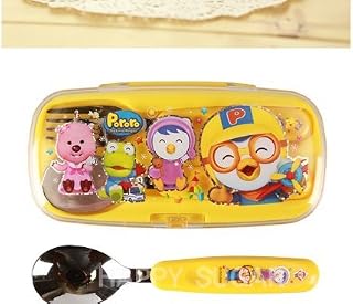 Pororo Cutie Spoon & Fork Set with Hard Case