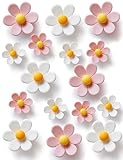 Mymazn Fridge Magnets Cute Refrigerator Magnets Colorful Decorative Magnets 3D Flower Magnets for Office Kitchen Locker 16PCS Pink White (8 Small+8 Large)