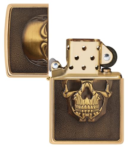 Encendedor Zippo Brushed Brass diseño calavera miniatura 4