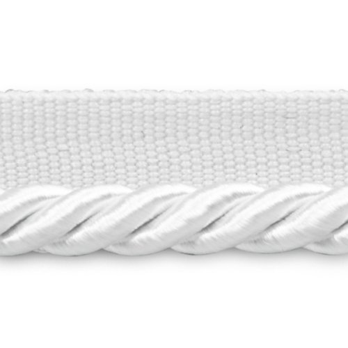 Trims By The Yard Emmerson 1/4" Twisted Lip Cord Trim, White (5 Yard Cut) #TOP21