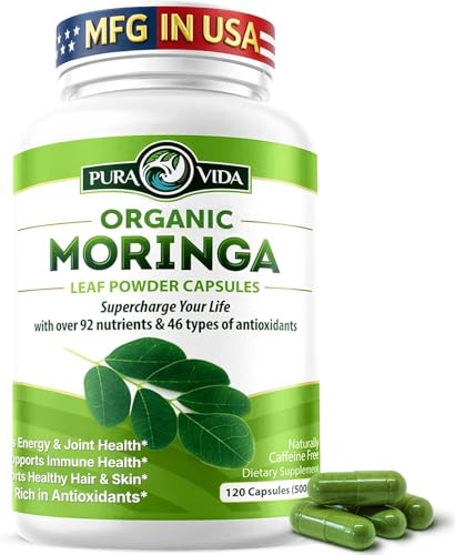 PURA VIDA MORINGA Capsules Single Origin Moringa Powder Organic. Pure Moringa Leaf. Energy,...