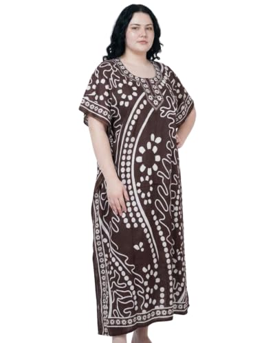 Image of Oussum Plus Size Kaftan Dresses for Women, Polyester Summer Caftan Cover Up Maxi Beach Dress, 1X-3X