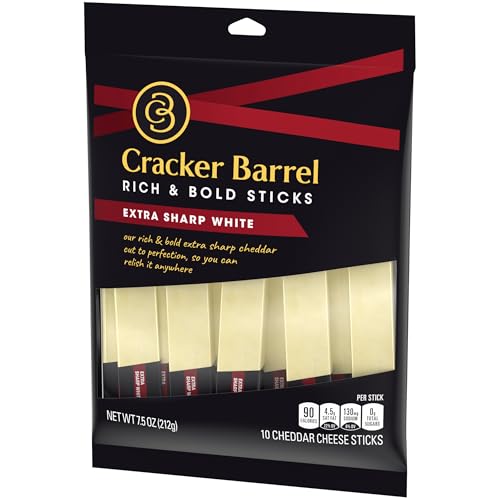 Cracker Barrel Extra Sharp White Cheddar Cheese Sticks (10 Sticks)