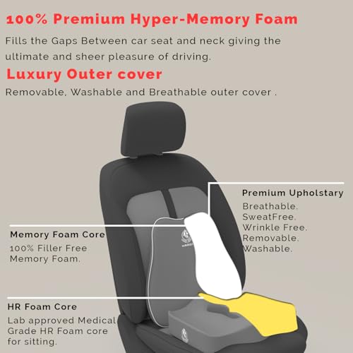 Image of MRRON Car Comfort Combo | Memory Foam Backrest & Wedge Seat Cushion Combo of 2 | Orthopedic Support for Back, Tailbone, Sciatica | Ergonomic Comfort for Car, Office| Posture Correction | Universal Fit