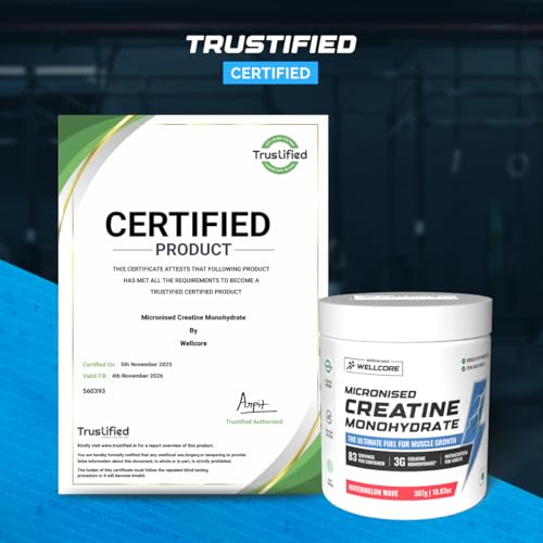 Image of Wellcore Pure Micronised Creatine Powder For Enhanced Muscle Strength With Rapid Absorption (83 Servings (Pack Of 2), Watermelon Wave)