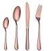 Berglander Set di posate 24 pezzi, acciaio inossidabile con placcato in titanio oro rosa, set di posate in rame color, lusso per matrimoni, feste, servizio di posate servizio per 6