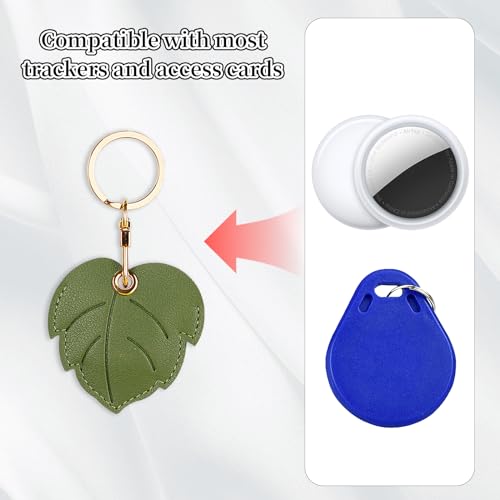 Image of Leather Keychain Case Holder Compatible with Apple AirTag, GPS Airtag Keychain Finder Tracker with Key Ring, Anti-Scratch Protective Air Tag Cover | Leather