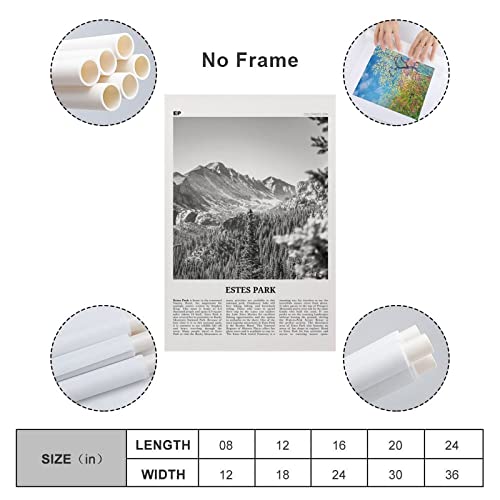 Estes Park Print Black And White, Estes Park Wall Art, Estes Park Poster, Estes Park Photo, Estes Pa Poster Decorative Painting Canvas Wall Art Living Room Posters Bedroom Painting 12x18inch(30x45cm)