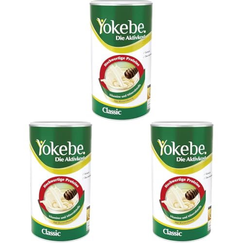 Yokebe Classic - Diätshake zum Abnehmen - glutenfrei und vegetarisch - Mahlzeitersatz zur Gewichtsabnahme mit hochwertigen Proteinen - 500 g : 12 Portionen (Packung mit 3)