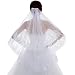 Ursumy Wedding Lace Veil Sparkle Hip Length Veil 2 Tier Soft Tulle Bridal Veils with Comb (White)