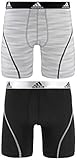 adidas Men's Sport Performance Midway Underwear (2-Pack), White Ratio Black, LARGE