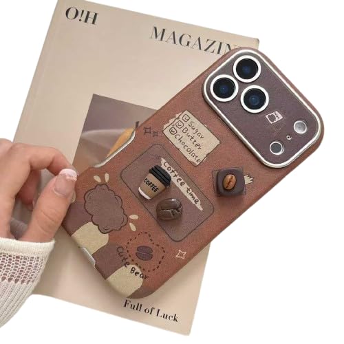Clothemyphone Phone Case Cmpatible with iPhone 17 Pro Max, Brown Coffee Theme, Silicone with 3D Accessories, Cute Cartoon Design