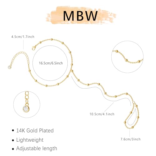 Image of Hand Chain Bracelet for Women Trendy, Dainty Silver Beaded Finger Ring Bracelet Non Tarnish Minimalist Adjustable Simple Cute Silver Bracelets Waterproof Fashion Jewelry