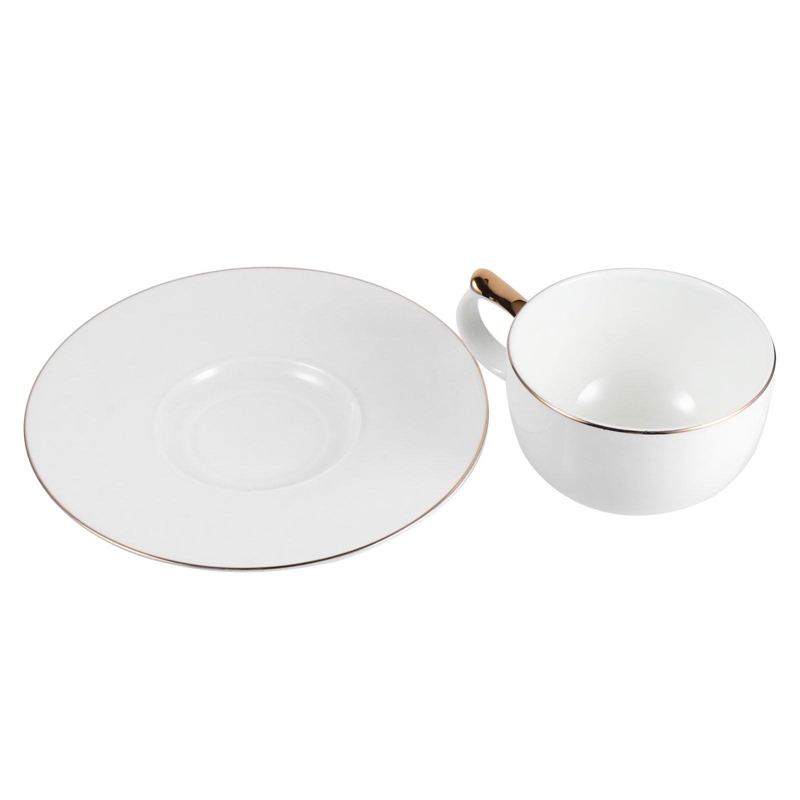 LALAFINA Set di Tazze da Caffè con Piattino in Porcellana Fine 101-200ml, Tazze da Tè in Ceramica con Sottobicchiere Dorato, Adatto per Casa, Ufficio e Ristoranti