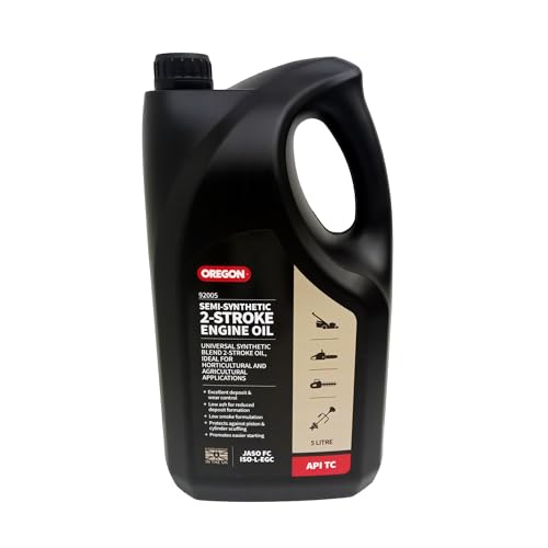 Oregon Semi Synthetic 2 Stroke Engine Oil Suitable for All Two Stroke Engines including Lawnmowers Chainsaws and Other Equipment Lubricating Oil with Clean Burn Formula for Low Smoke Deposits 5L