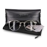 Navaris Retro Okulary Bez Recepty - Damskie/Męskie Vintage 50/Nerd - Nerd Okulary Bez Recepty - Z Metalowymi Wspornikami - Złoty