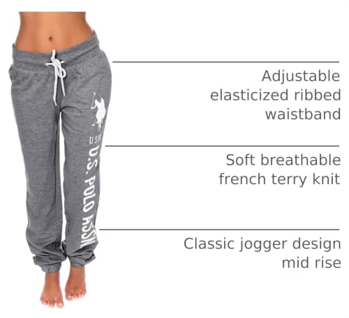 Image of U.S. POLO ASSN. Womens Sweatpants - Women Joggers Sweats with Logo Print - French Terry Poly-Cotton