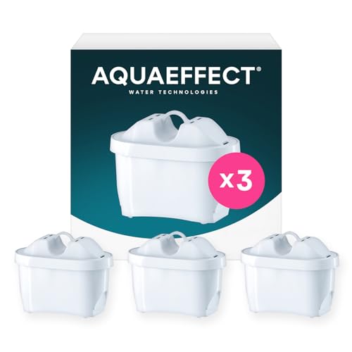 AQUAEFFECT MAX+ Cartuchos de Filtro de Agua (3) - Compatibles con todas las jarras de otras marcas líderes
