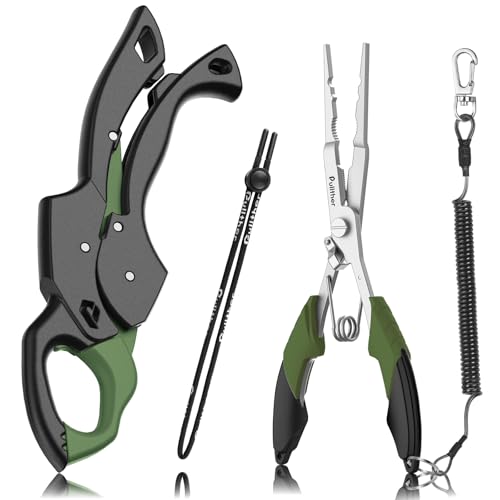 Image of Fish Gripper 9.2 inch,Muti-Function Line Cutter Fishing Pliers, Saltwater Fishing Tool Kit,Fishing Gear with Fishing Lanyard