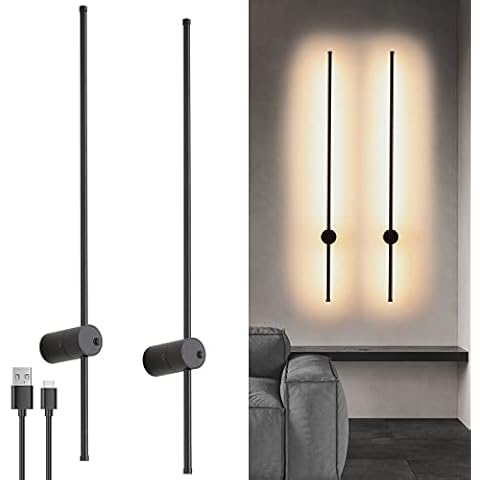 Aanyhoh LED Wandleuchte Akku Batteriebetrieben mit Schalter, Innen Wandlampe Schwarz, 6W USB Aufladbare Warmweiß 3000K Cover
