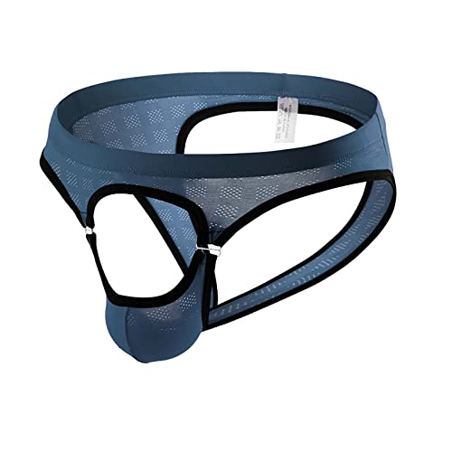 Mens Jockstrap Open Front Mesh Underwear Sexy Stretch Jock Strap Briefs Soft Breathable Bulge Pouch Panties