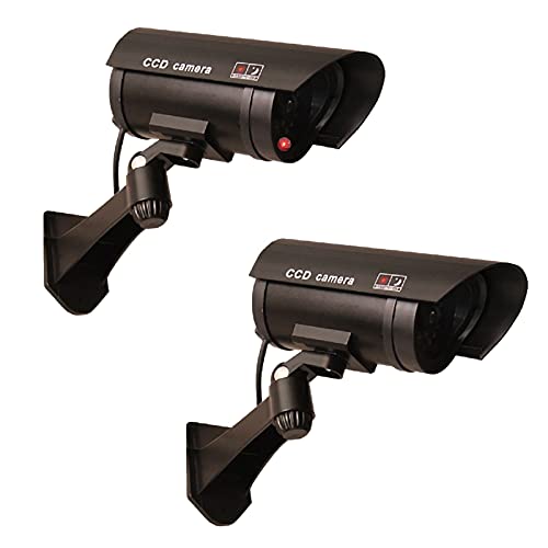 FuliLie ダミーカメラ 2台セット 防犯カメラ ダミー 防犯グッズ 監視カメラ 赤色LEDライト 電池式