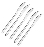 FLOXIT 5pcs Silver Stainless Steel Dinner Knives with Round Edge Butter Spreader Knife Table Knifes Safe & Mirror Polished spoon (butter spoon set of 5)
