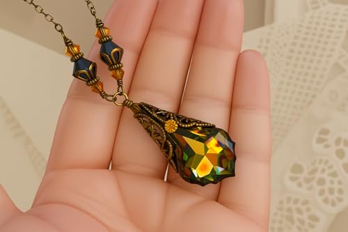HisJewelsCreations Art Deco Necklace for Woman Antique Jewelry Vintage Austrian Crystal Gifts4