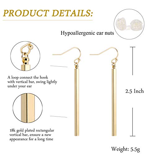 Aobei Pearl 18K Gold/Platimun Plated Brass Long Vertical Bar Drop Dangle Earring Minimal Hanging Earrings Geometric jewelry for Women3