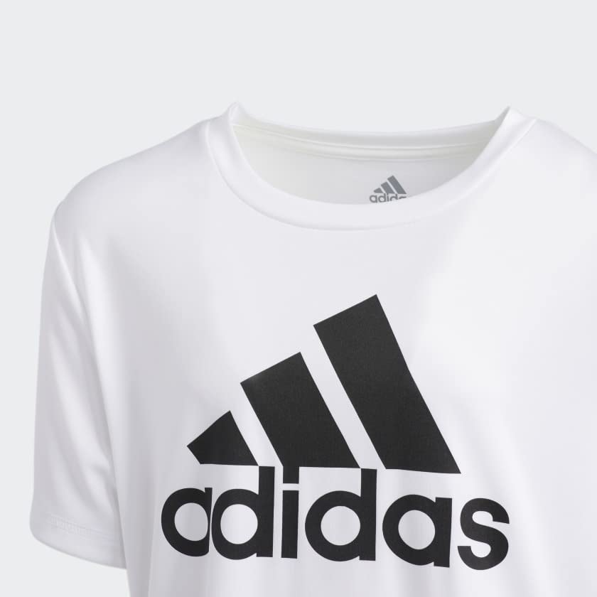 adidas Boys' Short Sleeve AEROREADY Performance Logo Tee T-Shirt, White, Small2