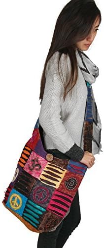Blue Red Hobo Cotton Sling Cross Body Messenger Shoulder Bag Hippie Boho Bohemian Light Roomy Spacious | Hippie, Boho, Bohemian, Light, Roomy, Spacious - Image 3