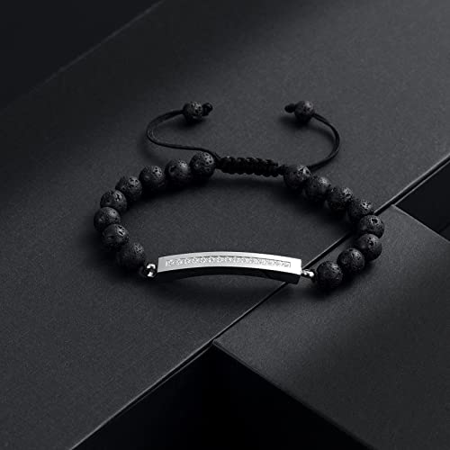 Image of memorial jewelry Classic Crystal Urn Bracelet Lava Stone 316L Stainless Steel Cremation Bangle Keepsake Urn Bracelet for Ashes
