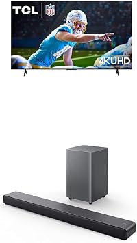 TCL 75-Inch Class S5 UHD 4K LED Smart TV with Fire TV 75S551F, 2024 Model S55H S Class 2.1 Channel Sound Bar with Dolby Atmos