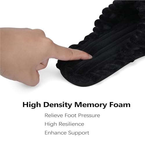 Slippers for Women Memory Foam House Bedroom Corduroy Crossbands Slippers Comfy Open Toe Indoor Womens Slip On Slipper Slides3