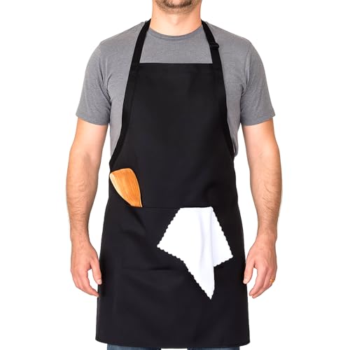 Chef Apron for Men Black Apron with Pockets Cooking Aprons