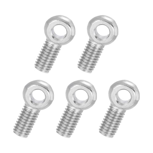 PATIKIL 5 Pz M8x25mm Bullone Ad Occhio Girevole Con Spalla, 304 Acciaio Inox Metrico Filettatura Completa Bullone Ad Anello Foro Scanalato Per Sollevamento Bulloni, Argento