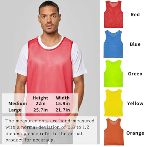 Image of 6 Pack Pinnies Team Practice Vests for Child Youth Teen Adult, Mesh Scrimmage Jersey for Soccer Football Basketball