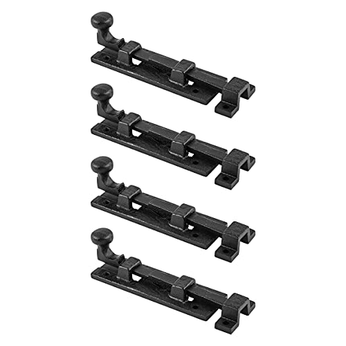 Wrought iron cabinet door slide bolt 4" wide rusti…