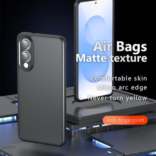Image of Matte Frosted Phone Case for Samsung Galaxy S25 Edge 5G,Black | Anti-Fingerprint, Never Turns Yellow, Micro Arc Edge, Camera Protection,Drop Impactwith ,Air Bag Drop Protection