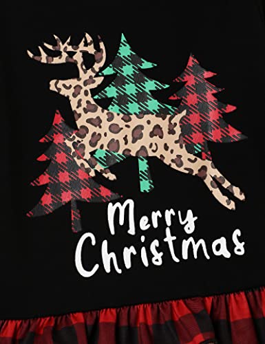 Merry Christmas Outfit Toddler Baby Girl Funny Letter Top + Ruffle Bell Bottom Pants Christmas Clothes Set3