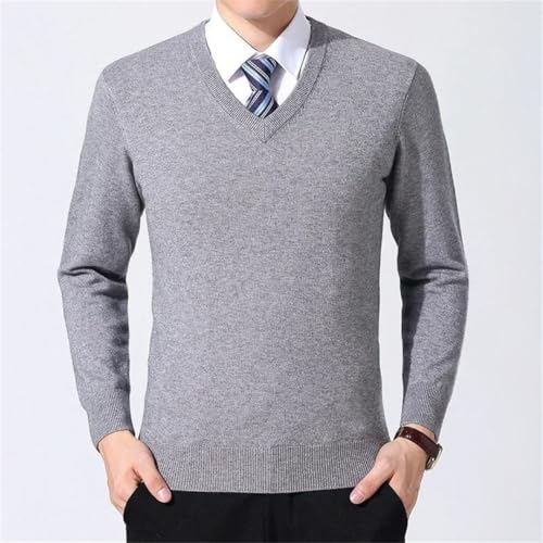 Mens Cashmere V Neck Pullover Long Sleeve Knitted Sweater Ribbed Cuff Casual Business Stretch Knit Top2
