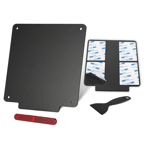 Evermotor Soporte de Matrícula para Moto con Velcro y Reflector de 100 mm, Portamatrícula de Aluminio 180×200 mm con Reflector Trasero para Moto, Scooter, ATV o Patinete