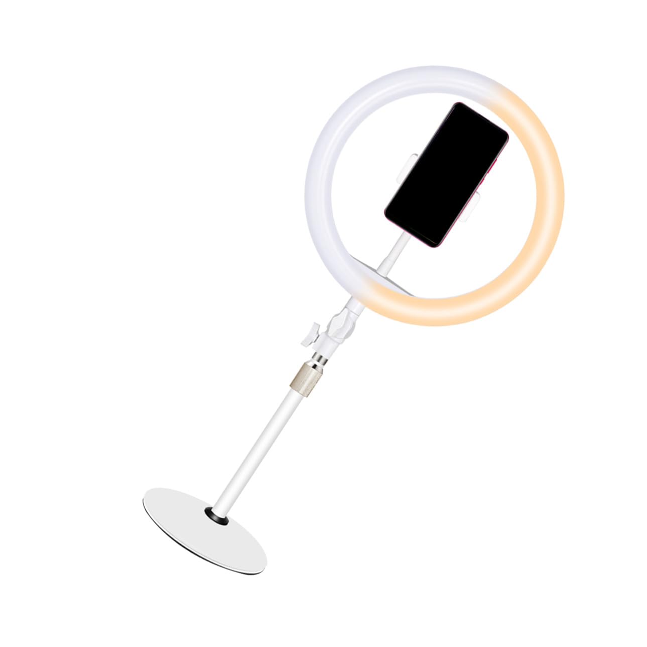 Hemobllo Luce Selfie LED Bianca per Telefono Supporto Regolabile da 10 Pollici, Braccio Rotante in Ferro e Plastica, per Make-up e Video, Cavo USB Risparmio Energetico