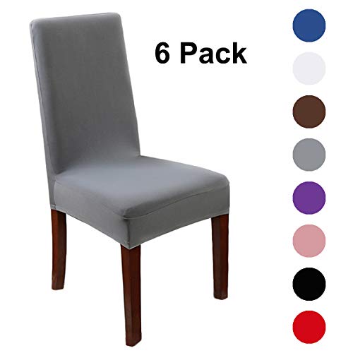 KAILH Fundas para Sillas de Comedor, Fundas Protectoras para Sillas, Funda para Silla Desmontable, Flexible y FÁCil de Limpiar,Adecuado para el Hogar, Restaurante, Bar (6 Piezas, Gris)