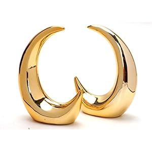 2 Pieces Gold Small Animal Statue Moon Statue Decor Modern Style Ceramic Moon Figurines Statues for Home Decor Accents Living Room Office Table Bookshelf Desk Bedroom Decorative Objects