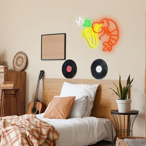 Image of Lobster Saxophone Neon Sign Dimmable Music Crawfish LED Light Sign Shrimp Jazz Neon Light for Bar Man Cave Party Music Room Shop Seafood Restaurant