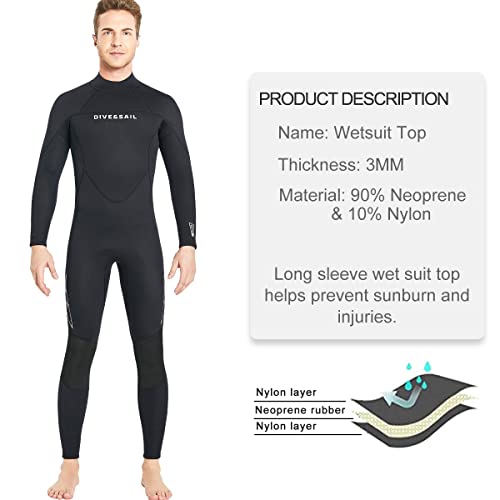 Mens Wetsuit 3Mm Neoprene Wetsuit Full Suits Keep Warm Back Zip For Scuba Diving Surfing Snorkeling Kayaking Water Sports Xl Size 30148Bkm-Xl #TOP3