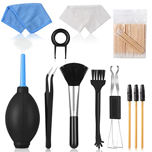 Juego de limpieza para PC, 110 piezas de teléfono móvil, portátil, limpieza de teclado, juego de limpieza de cámara, con pincel, fuelle de burbujas, paño de microfibra, extractor de teclas y extractor Cover