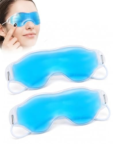 YIPFEN Mascherina Occhi Gel Rinfrescante 2 Pezzi Blu, Terapia Caldo/Freddo per Emicrania, Occhi Gonfi, Sinusite e Allergie. Sollievo rapido da Stress e Dolore. Per Sonno & Relax Uomo/Donna.