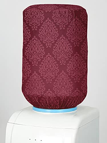 Image of Cortina Self Design Water Can Cover | Dispenser Bottle Protector | Polyester Material | Elastic Closure | Environmental Friendly | Digitally Printed | 45cm x 42cm x 43cm | 20 Liters | Maroon 1